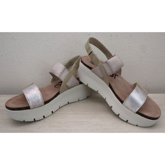 OTBT 10335 Women's Sz 9M Silver Nova Leather Slingback Platform Sandals - Picture 14 of 15